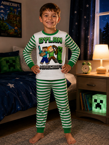 Personalised minecraft pyjamas - minecraft,